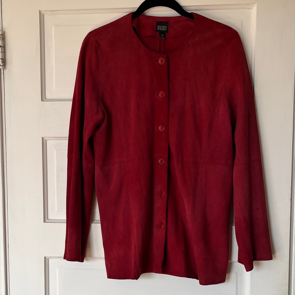 Eileen Fisher Rich Red Women's suede jacket/cardigan